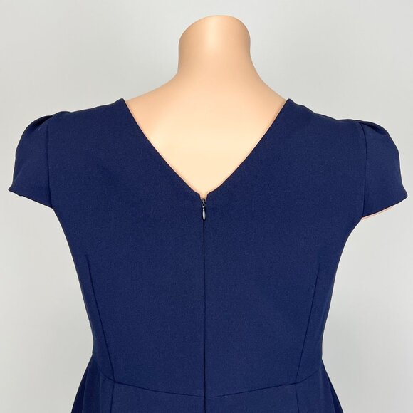 Betsey Johnson Womens Plus Stretch Crepe Dress Navy Blue Ruffle Hem size 14W - Picture 8 of 15